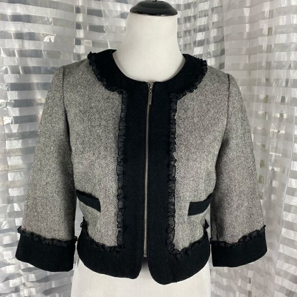 F21 Wool Blend Crop Zip Up Jacket - Picture 3 of 6